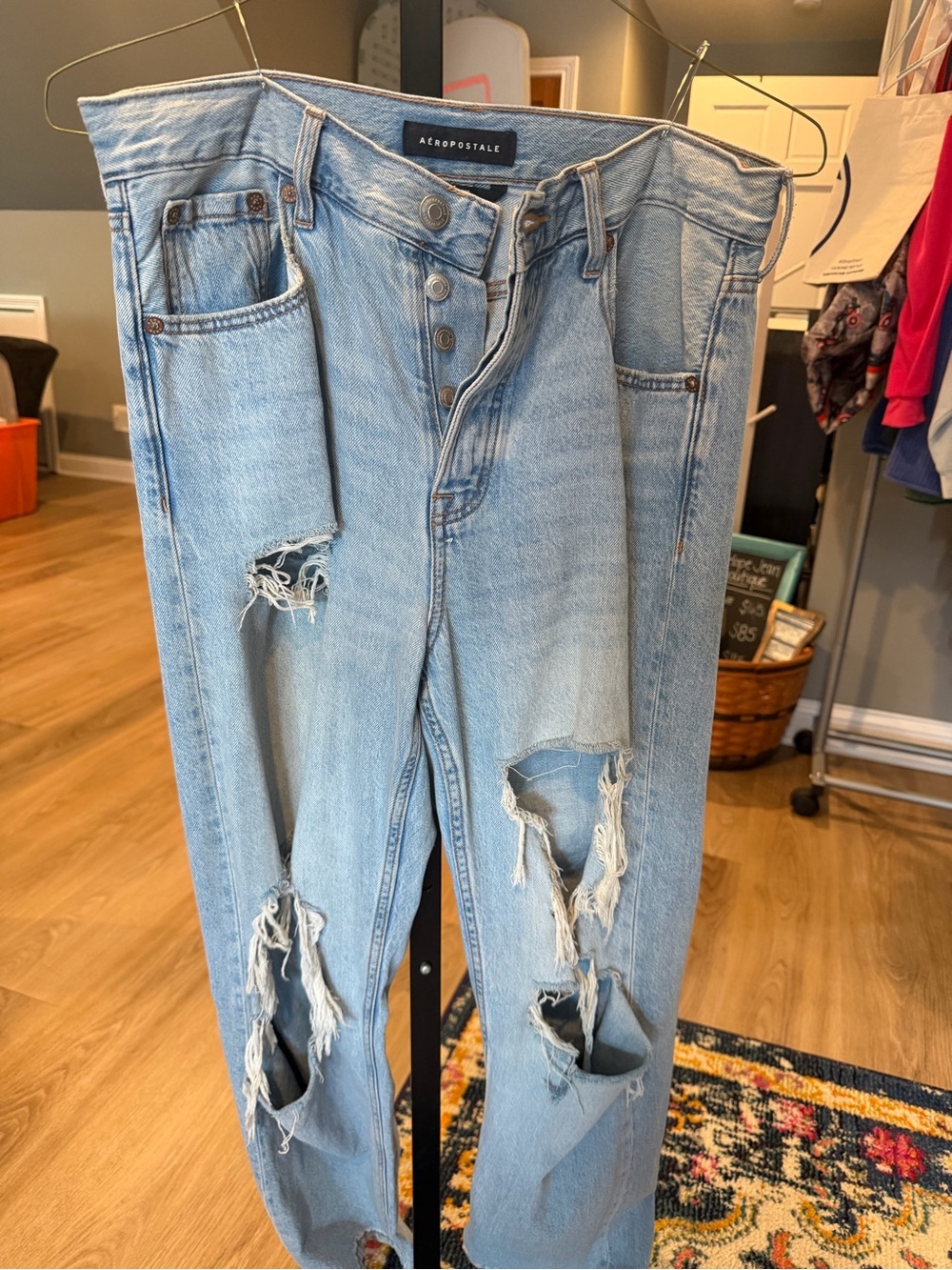 Aeropostale Light Blue Distressed High-Rise Jeans